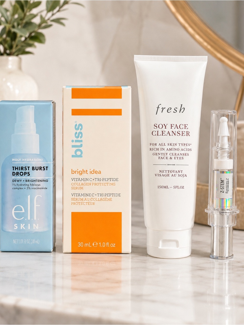 Fresh + Bliss + e.l.f. Skincare Bundle Vitamin C Hydration Eye Care 4pc